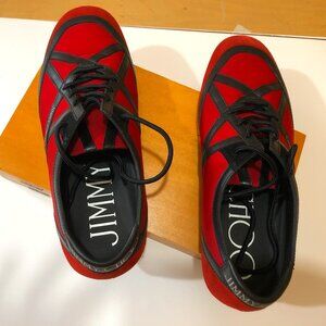 NIB Jimmy Choo Red and Black Kato Size 43 Mens Shoes MSRP $850